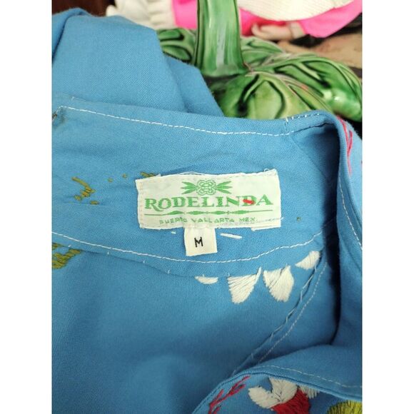 Vintage 70s Rodelinda Mexican Oaxacan Sleeveless Floral Embroidered Dress S/M/L - Picture 8 of 8